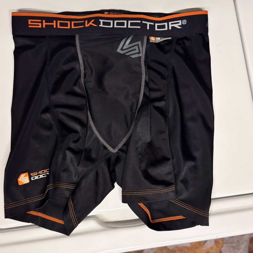 Shock Doctor Men's Black and Orange Boxer Briefs